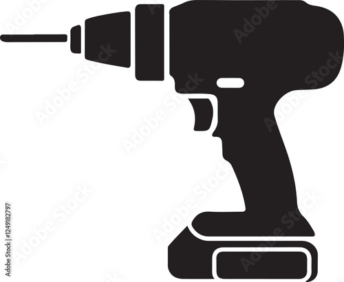 Drill icon, drill silhouette vector art and illustration