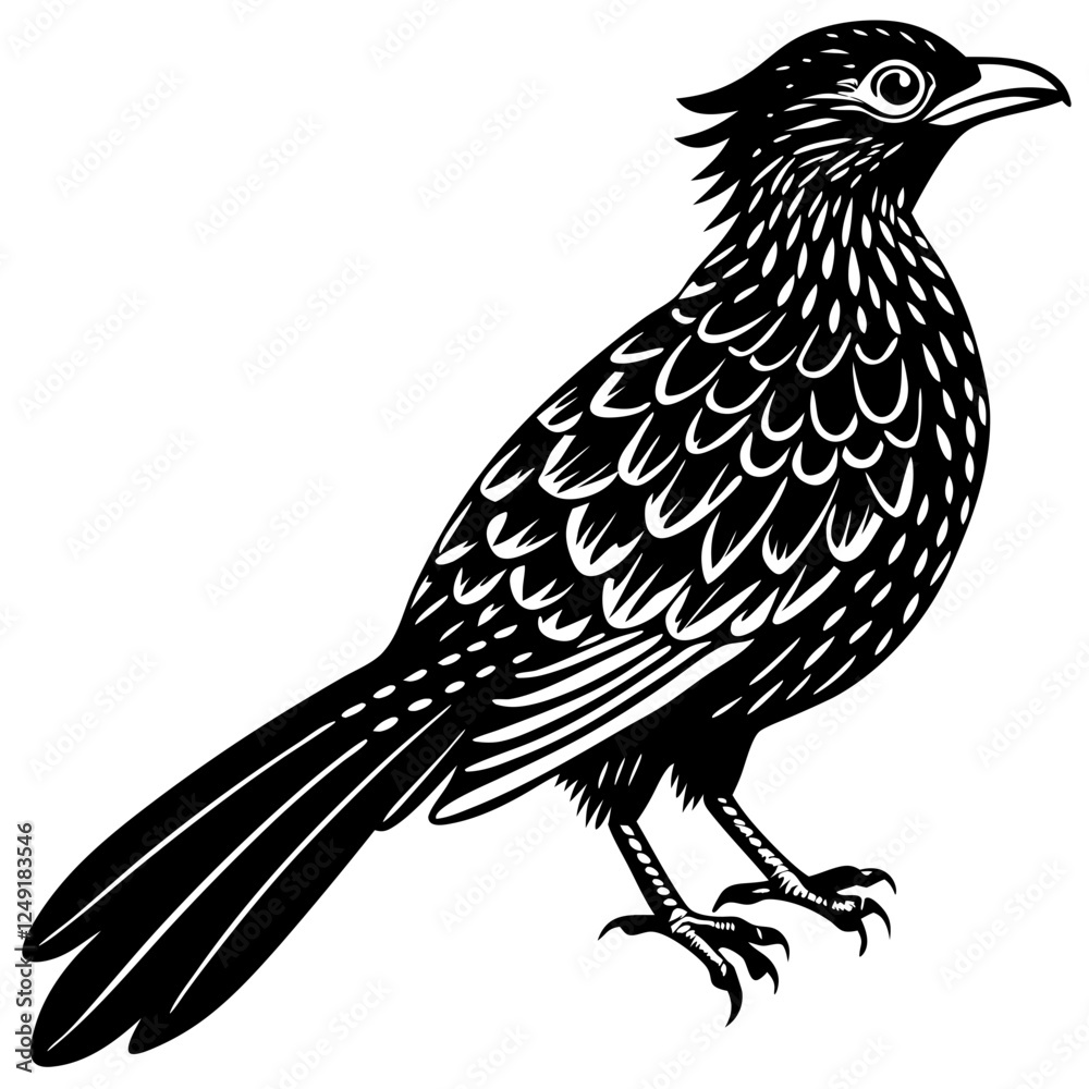 Asian koel bird(Eudynamys scolopaceus) silhouette vector on white background. Asian koel bird(Eudynamys scolopaceus) silhouette vector on white background.