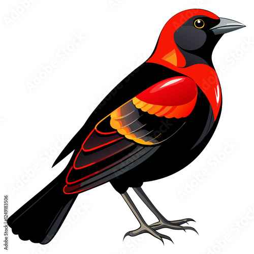 Red-winged blackbird on white background