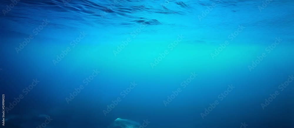 The water is blue and the sun is shining on it. The sun is in the sky and the water is in the ocean