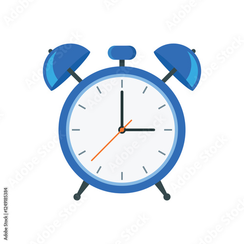 Alarm clock. Flat vector design of a morning timer clock on a white background