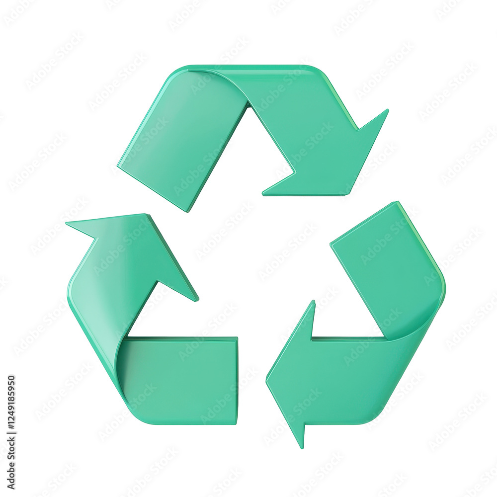 Recycling symbol in modern 3D design, representing sustainability and eco friendliness Recycling symbol in modern 3D design, representing sustainability and eco friendliness