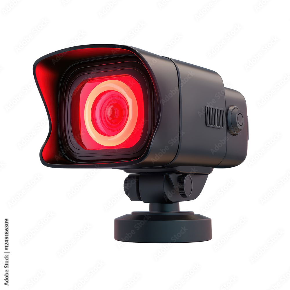 3D video camera with red lens, ideal for live streaming content 3D video camera with red lens, ideal for live streaming content