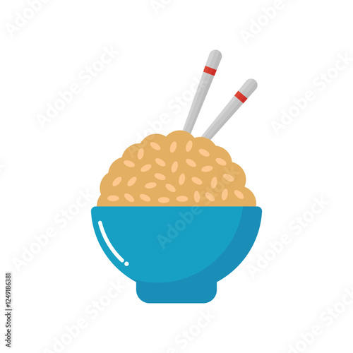 Rice bowl flat vector icon and symbol design on a white background