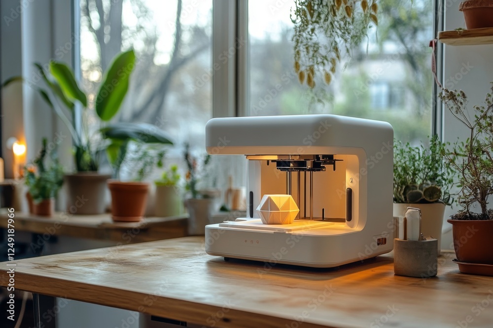 Fototapeta premium Modern yellow coffee machine in a sunlit kitchen