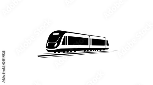 Black and white illustration of a modern high-speed train. Railway travel. Railroad.