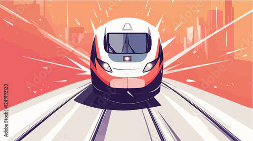 Illustration of a modern high-speed train. Railway travel. Railroad.