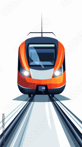 Illustration of a modern high-speed train. Railway travel. Railroad.