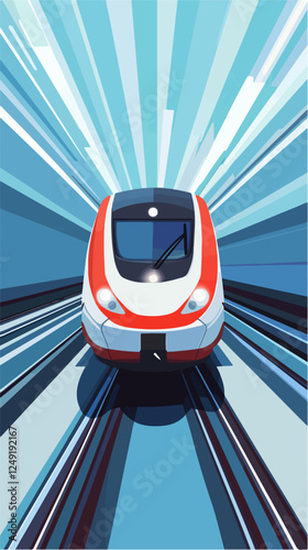 Illustration of a modern high-speed train. Railway travel. Railroad.