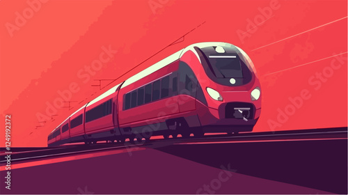 Illustration of a modern high-speed train. Railway travel. Railroad.