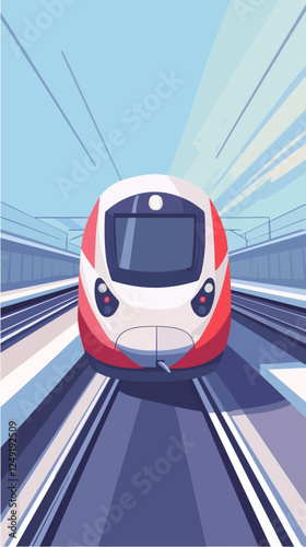 Illustration of a modern high-speed train. Railway travel. Railroad.