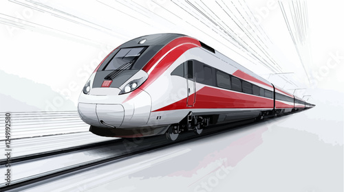 Illustration of a modern high-speed train. Railway travel. Railroad.