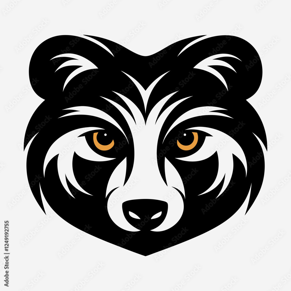 Obraz premium Minimalist Bear Face Vector Logo with Smooth Layers.