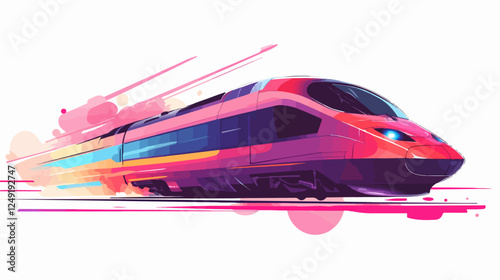 Illustration of a modern high-speed train. Railway travel. Railroad.
