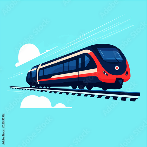 Illustration of a modern high-speed train. Railway travel. Railroad.