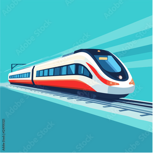 Illustration of a modern high-speed train. Railway travel. Railroad.