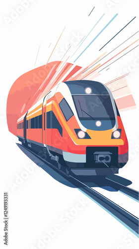 Illustration of a modern high-speed train. Railway travel. Railroad.