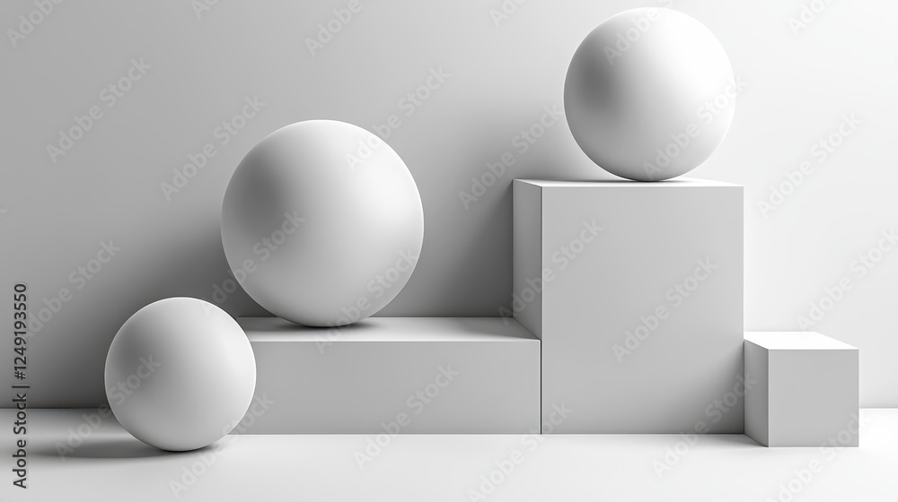 Balanced 3D Minimalistic Geometric Shapes Balanced 3D Minimalistic Geometric Shapes