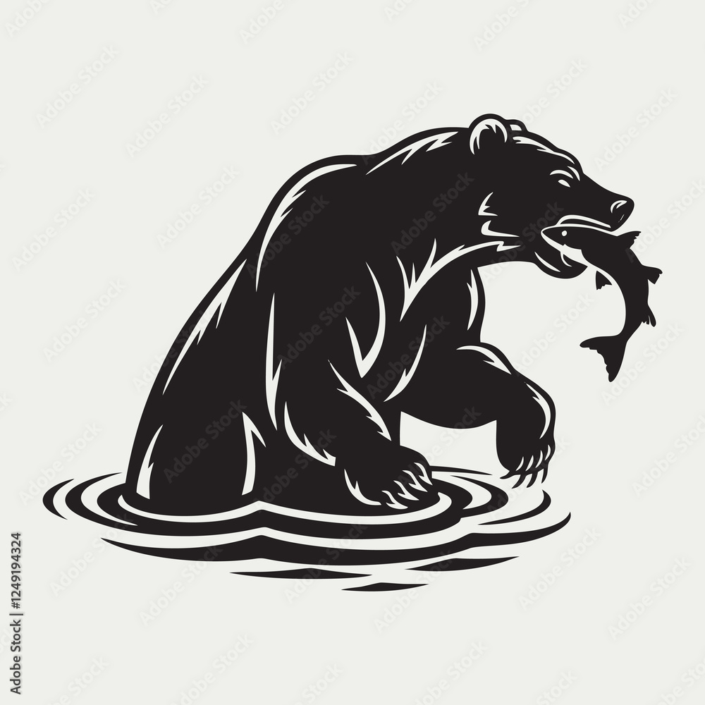 Obraz premium Bear Silhouette Vector Draw Animal