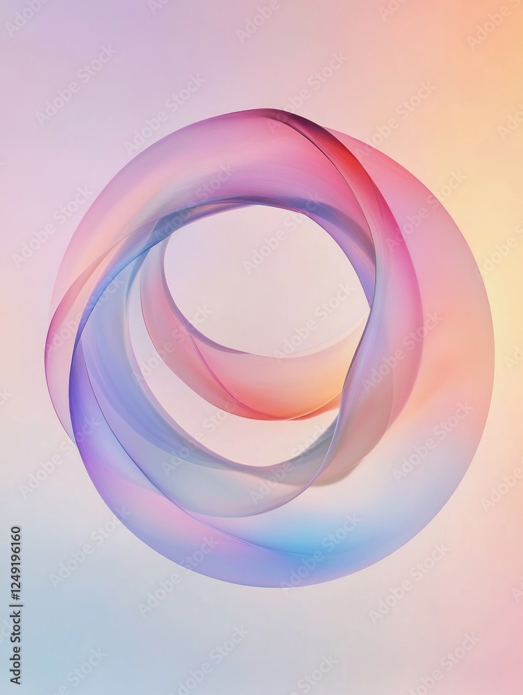Obraz premium An abstract artwork featuring intertwining swirling loops in pastel colors against a gradient background.