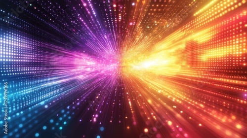 Abstract light speed tunnel, vibrant colors, energy, technology background