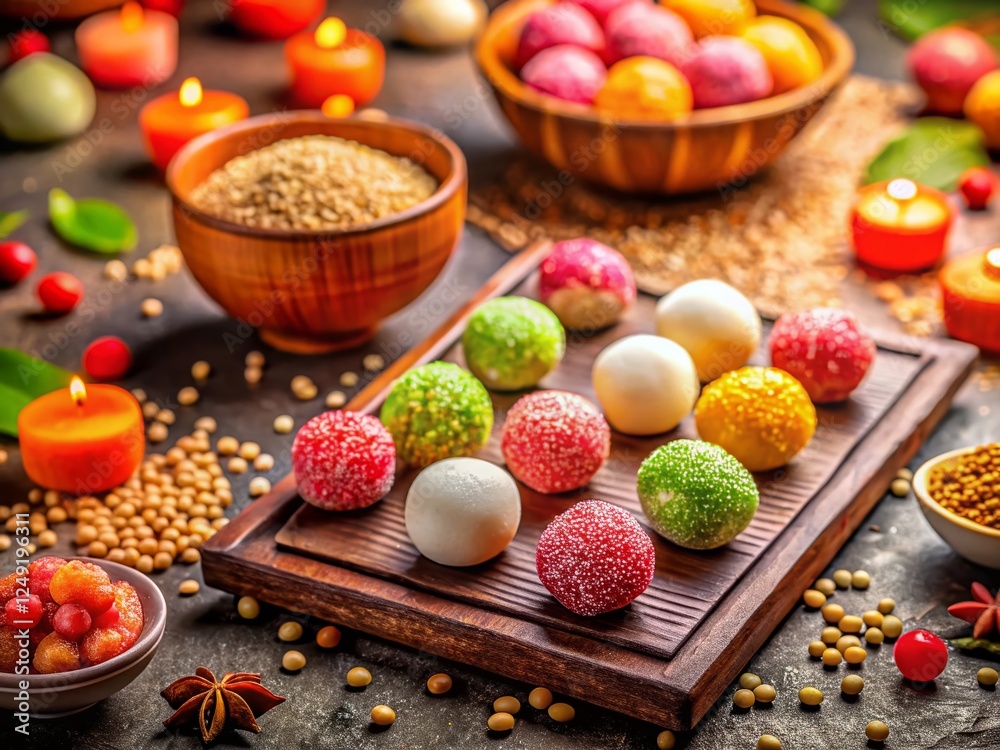 Tangyuan Sweet Rice Balls Bird's Eye View Tilt-Shift Lantern Festival Food Photography Tangyuan Sweet Rice Balls Bird's Eye View Tilt-Shift Lantern Festival Food Photography