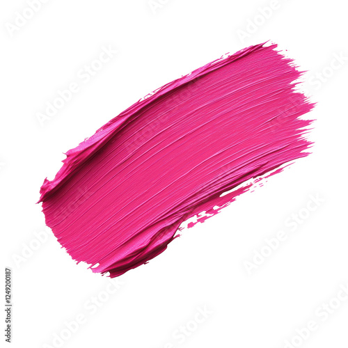 Bold pink brush stroke with thick texture on transparency background
