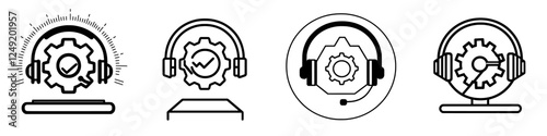 Headset and gear icon signify automated customer support solutions