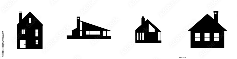 Concept of a flat house icon in black, designed as a simple button for website or app, isolated on a white background. Illustration in modern style Concept of a flat house icon in black, designed as a simple button for website or app, isolated on a white background. Illustration in modern style