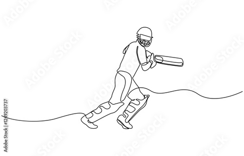 Sport event one continuous line drawing of cricket player, Young man cricket player stance standing to receive the ball from pitcher vector illustration.