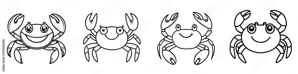 Fototapeta premium Cute crab depicted in hand-drawn doodle style on a white background