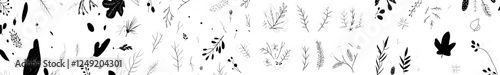 Cute hand-drawn autumn leaves and flowers