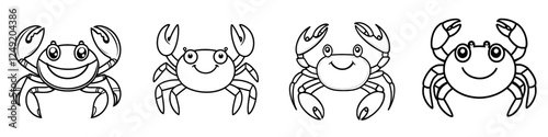 Cute crab depicted in hand-drawn doodle style on a white background