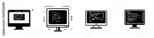 Photos Coding on computer screen icon with vibrant design