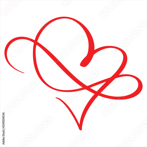 Valentines Hand drawn hearts red 13