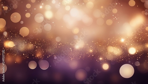Wallpaper Mural Glittering bokeh background, sparkling lights, blurry shiny stars, brown purple beige color gradient, wide banner size Torontodigital.ca