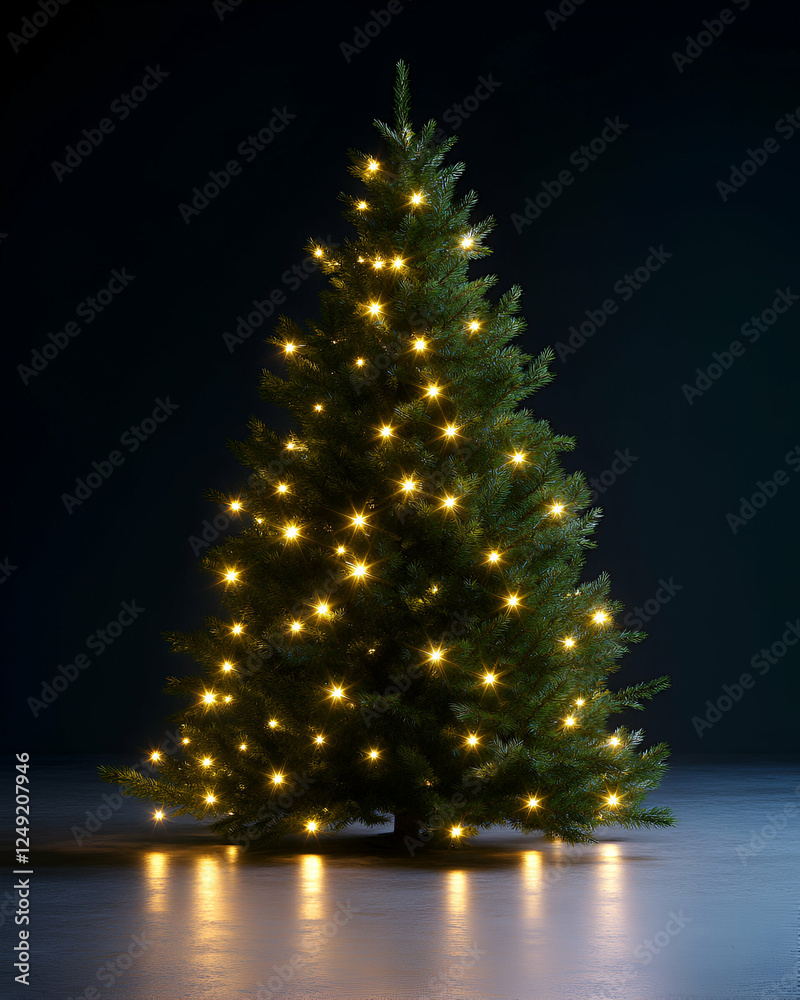 A beautifully lit Christmas tree adorned with warm fairy lights, creating a cozy and festive atmosphere perfect for holiday celebrations. A beautifully lit Christmas tree adorned with warm fairy lights, creating a cozy and festive atmosphere perfect for holiday celebrations.
