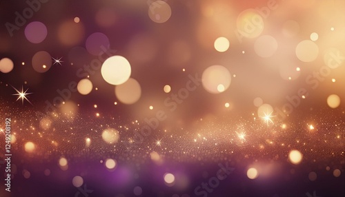 Wallpaper Mural Glittering bokeh background, sparkling lights, blurry shiny stars, brown purple beige color gradient, wide banner size Torontodigital.ca