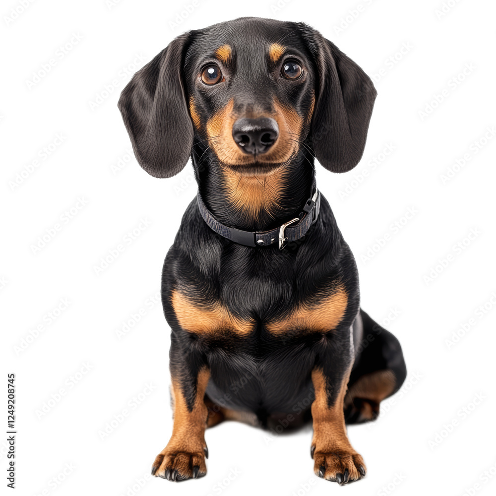Adorable Black and Tan Dachshund Puppy Sitting Adorable Black and Tan Dachshund Puppy Sitting