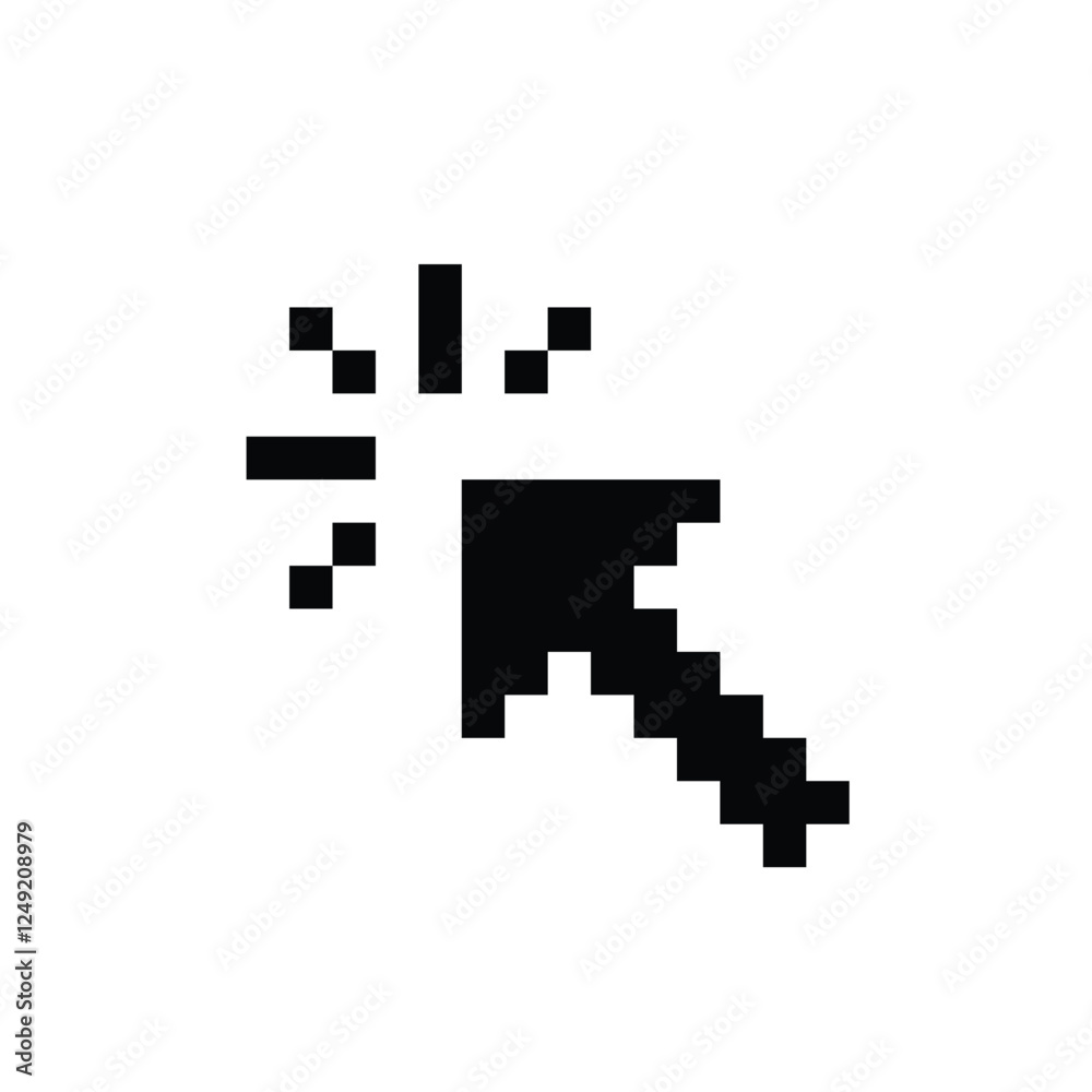 pixel arrow icon. Vector pixel art cursor click 8 bit logo for game pixel arrow icon. Vector pixel art cursor click 8 bit logo for game