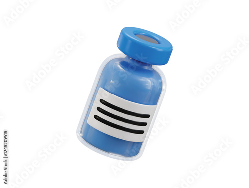 vaccine bottle icon 3d render concept of pharmaceutical jar, drugs pharmacy glass jar or laboratory medical research jar icon