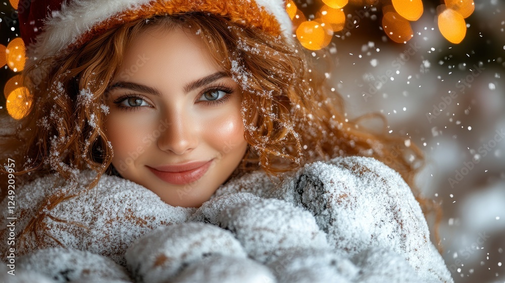 Winter Wonderland Portrait: A Redhead's Serene Embrace of Snow Winter Wonderland Portrait: A Redhead's Serene Embrace of Snow