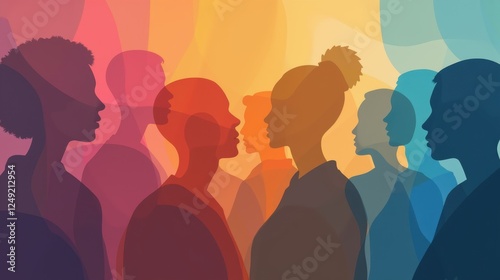 Colorful abstract representation of multiracial unity, symbolizing diversity and harmony in a minimal composition.
