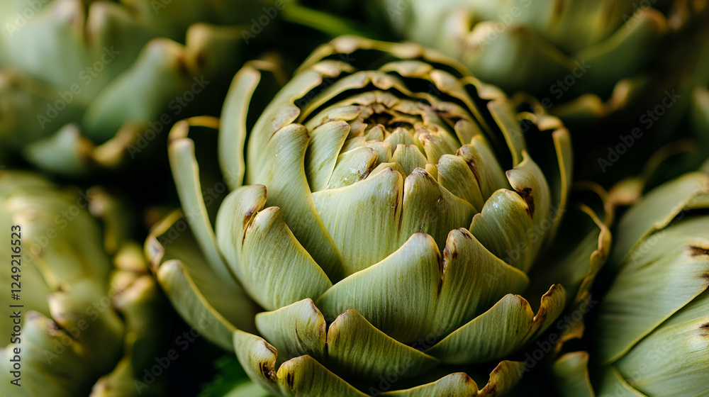 Close-up of artichoke showing intricate details of leaves and texture. Perfect for culinary, healthy eating, or botanical themes. Close-up of artichoke showing intricate details of leaves and texture. Perfect for culinary, healthy eating, or botanical themes.