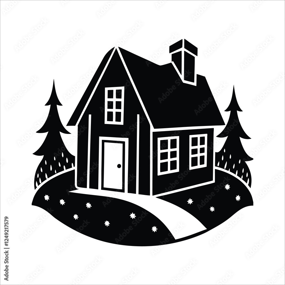 Fototapeta premium house vector illustration silhouette on a white background.