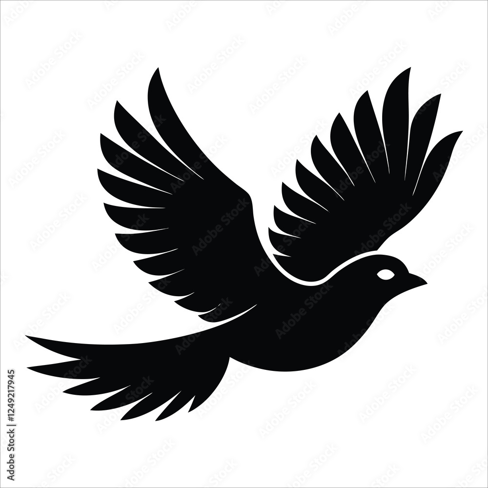 Obraz premium Flying bird vector illustration silhouette on a white background.
