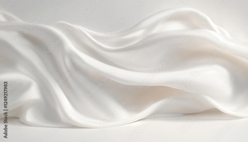 Fototapeta premium Elegant White Silk Fabric Background with Soft Natural Lighting and Curves