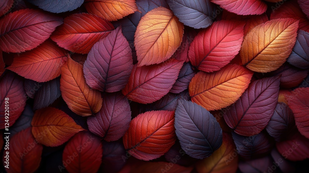 Autumn leaves background, vibrant red and orange foliage, nature texture, fall design Autumn leaves background, vibrant red and orange foliage, nature texture, fall design