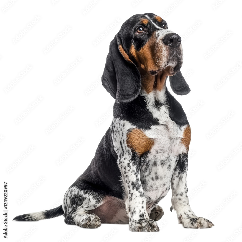 Basset Hound Dog Sitting and Looking Up Basset Hound Dog Sitting and Looking Up