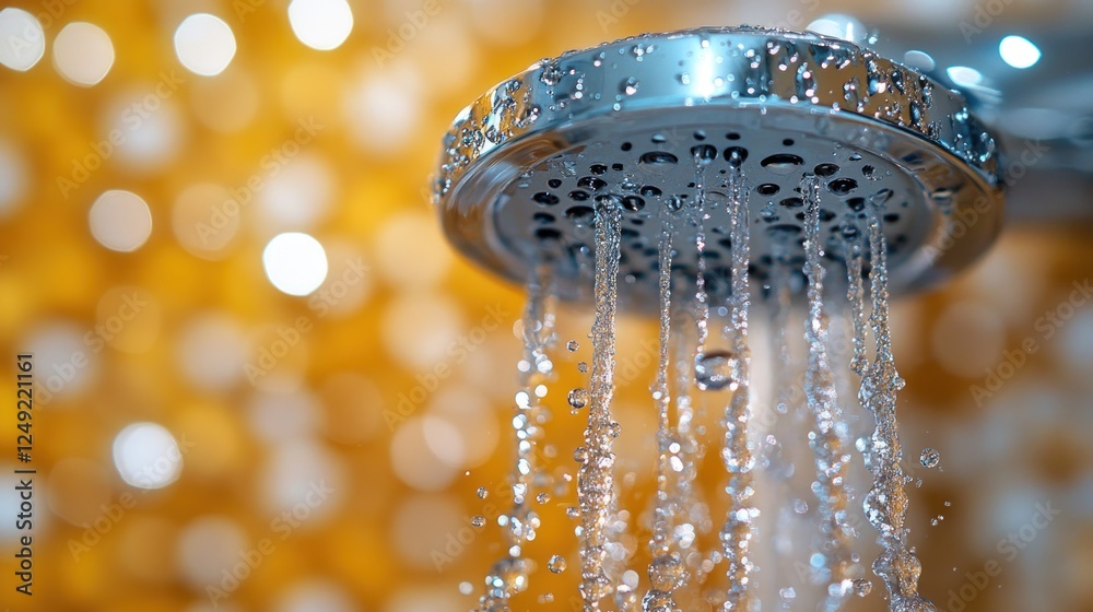 Bathroom showerhead water spray, bokeh Bathroom showerhead water spray, bokeh